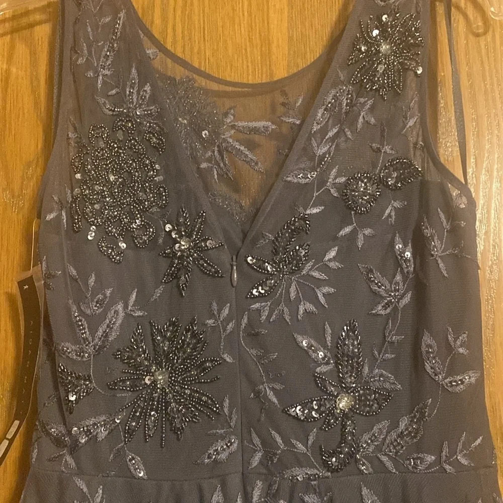 🎉Host Puck🎉 NWT Aidan Mattox Size 6 Charcoal with Sequins Gown - Picture 7 of 12